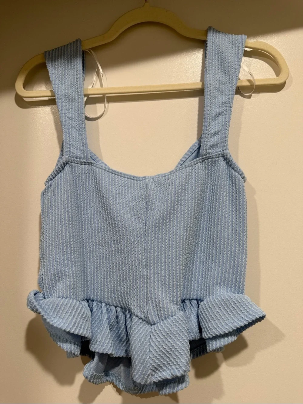 Lulu's Baby Blue Textured Ruffle Hem Tank - Picture 2 of 2